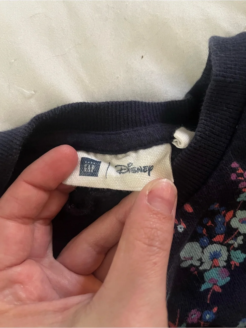 GAP Navy Sweatshirt Dress with Multicolored Floral Print